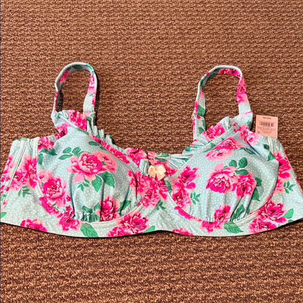 Floral Underwire Bra with Pink Roses